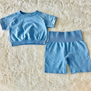 Size Small baby blue gym workout set